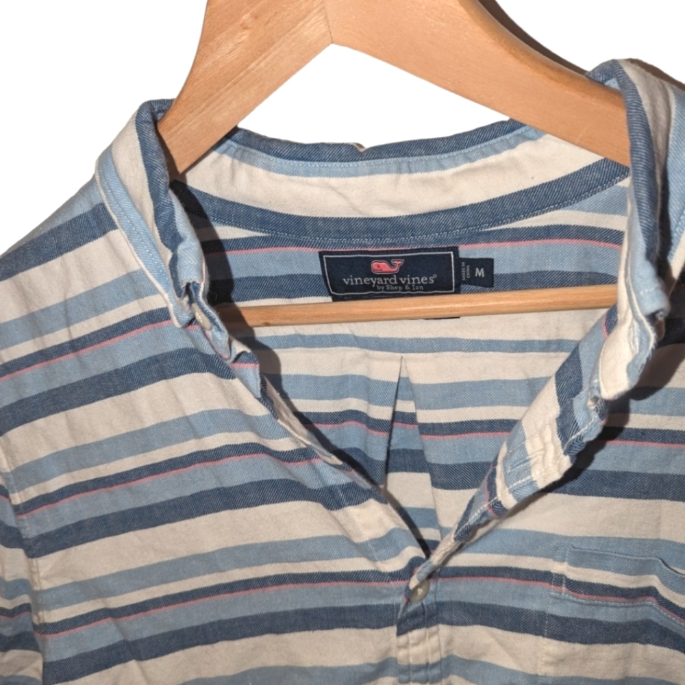 Vineyard Vines Slim Fit Murray Cotton Linen Button Down Casual Shirt Blue Pink - Picture 4 of 8